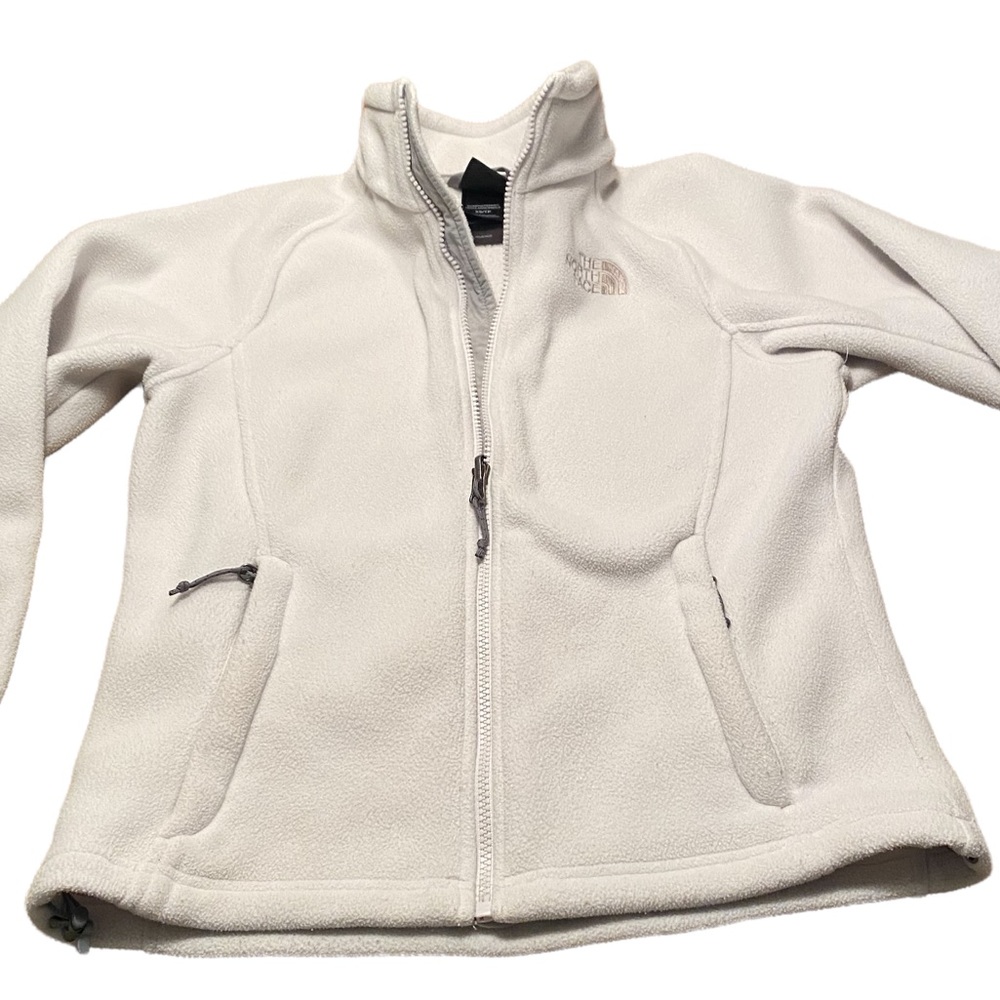 THE NORTH FACE FLEECE JACKET IVORY & GRAY FULL ZIP WITH POCKETS WOMENS XS - Picture 6 of 16